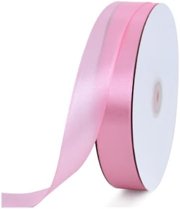 TONIFUL 1 Inch x 100yds Baby Pink Satin Ribbon, Thin Solid Color Satin Ribbon for Gift Wrapping, Crafts, Hair Bows Making, Wedding Party Decoration, Invitation Cards, Floral Bouquets, Christmas