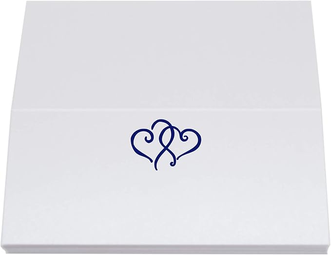 Linked Hearts Place Cards, Navy (Choose Color), Set of 25, Pre-cut and Scored - Wedding, Party, Dinner, and Special Events - Made in the USA