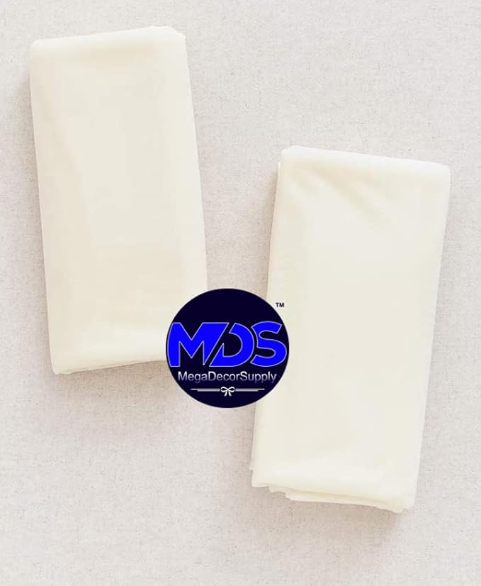 MDS Halloween Chiffon Draping Fabric - 2 Panel, 30" Wide x 20ft Long - Sheer Spooky Arbor & Canopy Drapery for Haunted House Backdrops, Party Ceilings, DIY Costumes & Themed Events - Ivory