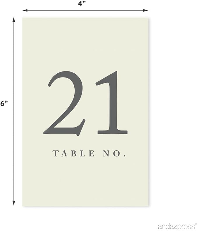 Andaz Press Table Numbers 21-40 on Perforated Paper, Ivory, 4x6-inch Single Sided Sign, 1-Set, For Weddings, Engagement