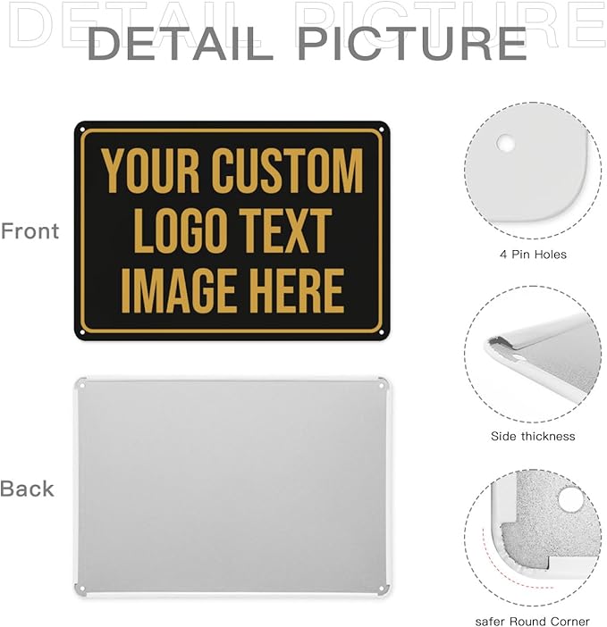 Custom Signs, Custom Sign Metal Signs Customized Signs - Personalized Signs Make Your Own Sign With Text Photo Logo For Office Business Workplace Home Bar Indoor Outdoor Use 6""x8""