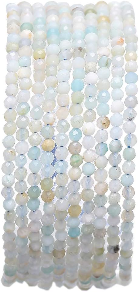 Faceted Natural Amazonite Stone Round Loose Semi Gemstone Beads for Jewelry Making 2-2.5mm 38cm