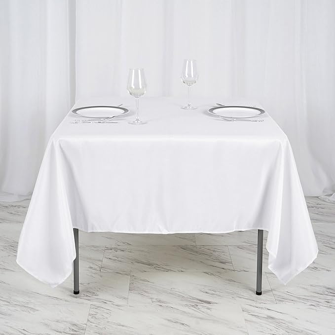 Efavormart Premium Polyester Square Table Overlay 70"x70" White - 220GSM Wrinkle-Resistant Table Topper for Weddings & Parties