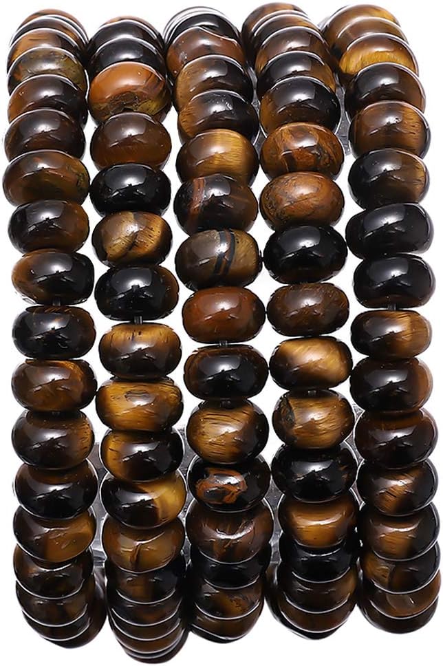 Natural Yellow Tiger Eye Stone Rondelle 5x8mm Loose Semi Gemstone Beads for Jewelry Making 38cm