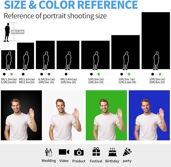 HEMMOTOP White Photo Backdrop Background, 10x20 ft White Screen for Photography, Seamless Photography Backdrops Backgrounds for Photo Video Recording (Backdrop only)
