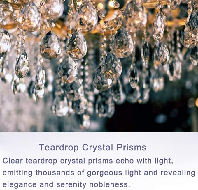 Fushing Teardrop Crystal Strands, 1ft Hanging Crystal Beads Chain Garland, Chandelier Pendants Parts Glass Beads