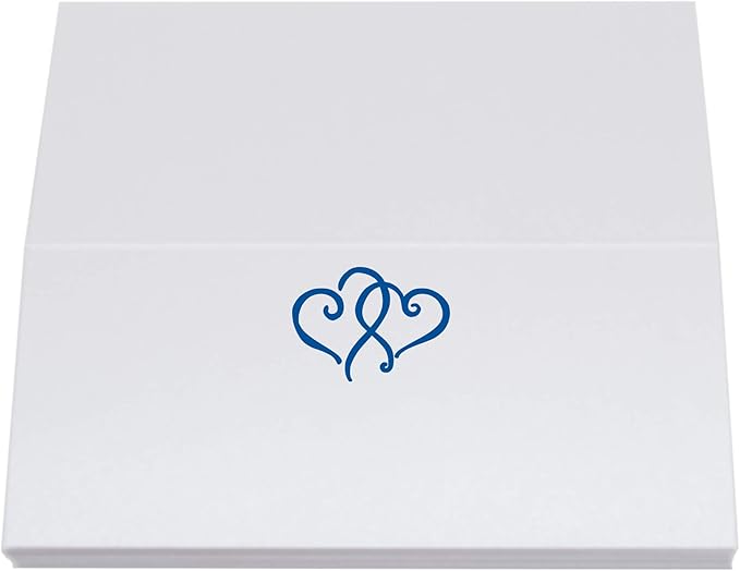 Linked Hearts Place Cards, Royal Blue (Choose Color), Set of 25, Pre-cut and Scored - Wedding, Party, Dinner, and Special Events - Made in the USA