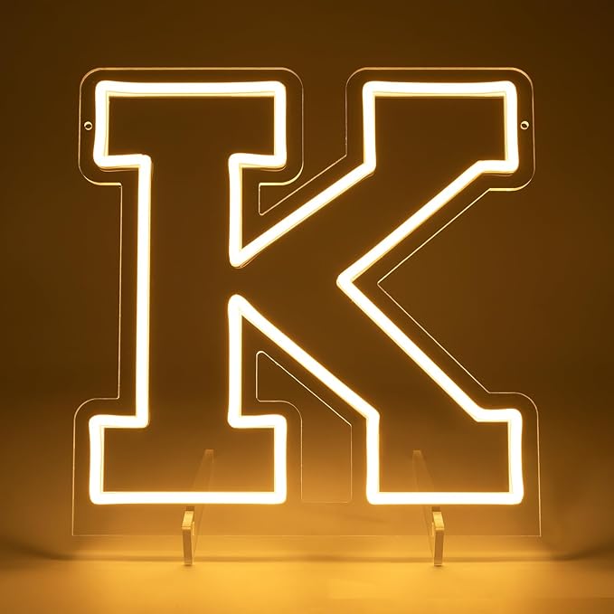 Light Up Letters K, Led Marquee Letter Lights Neon Sign, 13" Height Decorative Lighted Alphabet Number, Battery/USB Powered Led Letters Lights for Wedding, Birthday, Party, Christmas or Home Decor