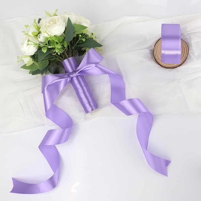 Light Purple Solid Satin Ribbon 1-1/2 Inch 50 Yards Solid Polyester Fabric Ribbon for Gift Wrapping Wedding Christmas Baby Shower Birthday Party Decoration Handmade Immortal Flower Craft