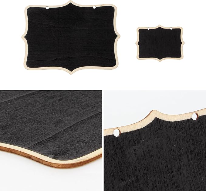 12 Pcs Mini Wooden Chalkboard Signs for Message Board Signs, Mini Chalkboards Hanging Price Tags with String, 6.5x5 Inch Rectangle Chalkboards Message Board Hanging Signs for Party Buffet Food
