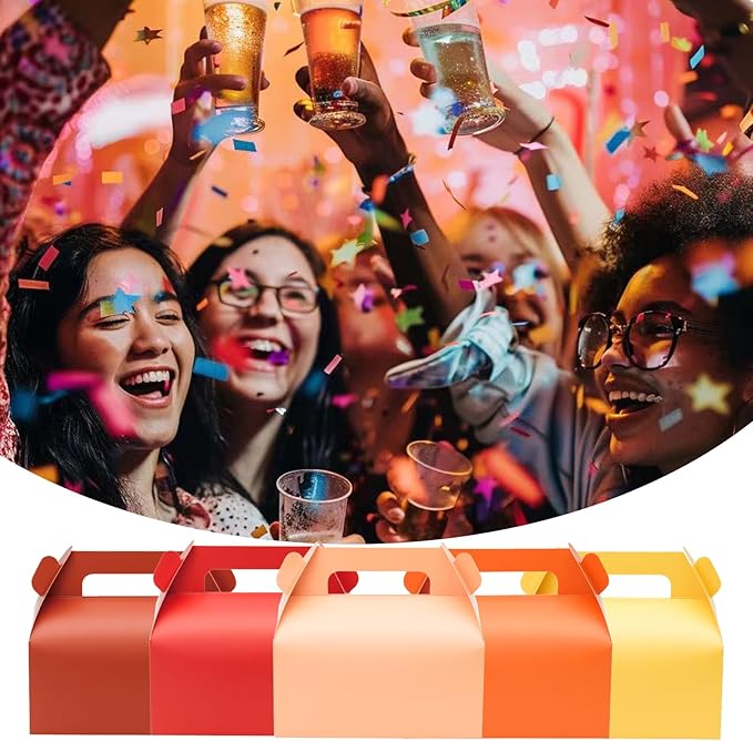 UnicoPak 30 Pack Orange Gable Treat Boxes Party Favor Goodie Bag Boxes for Candy Treats Snacks Cookie Toys for Birthday Party Special Events, 6.5x3.5x3.5 Inches