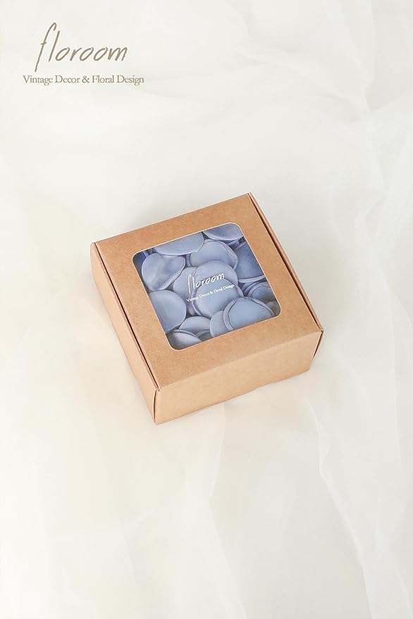 Floroom 300pcs Rose Petals Dusty Blue Faux Silk Flower Petals for Wedding Flower Girl Basket Aisle Scatter Dinner Table Centerpieces Party Confetti Bridal Shower Romantic Night Decoration