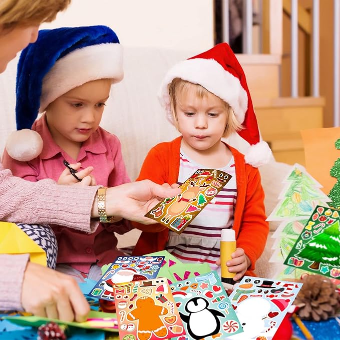 36 Sheets Christmas Stickers for Kids Make Your Own Christmas Stickers, Christmas Party Games Stickersfor Kids Christmas Party Favors Crafts Decorations, Stocking Stuffers