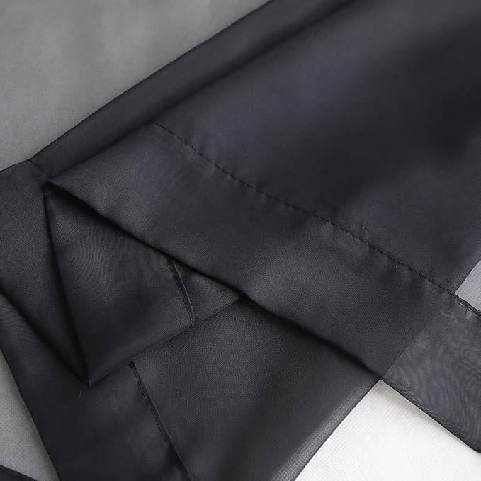 Window Black Sheer Curtains 48 Inches Width 130 Inches Long 2 Panels Sheer Curtain Clear Curtains Basic Rod Pocket Panel for Home Living Room Bedroom Kids Room Yard Patio Parlor Sliding