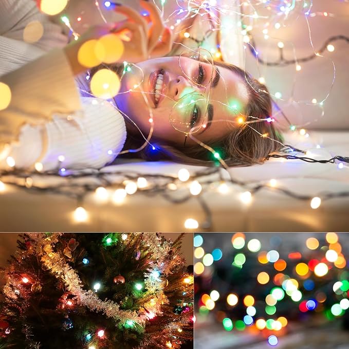 CYLAPEX 12 Pack Multicolor Fairy Lights String Battery Operated Fairy Lights Firefly Lights Micro LED Starry String Lights on 3.3ft/1m Silvery Copper Wire for DIY Christmas Decoration Costume Wedding