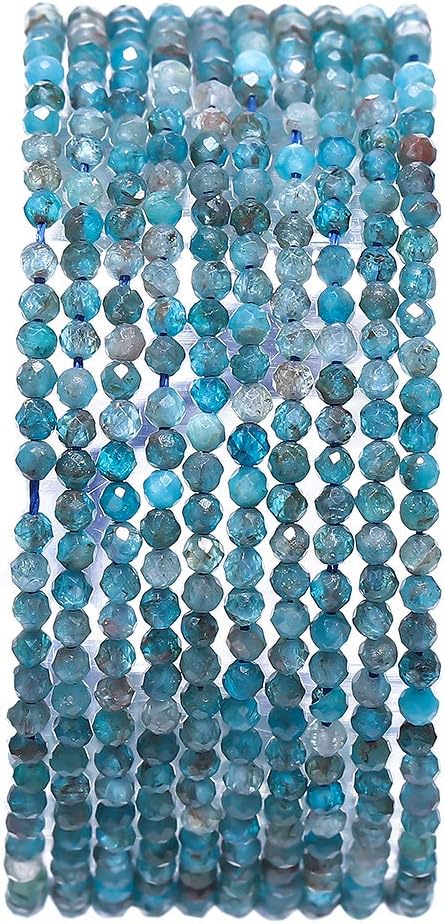 Faceted Natural Apatite Stone Round Loose Semi Gemstone Beads for Jewelry Making 2-2.5mm 38cm