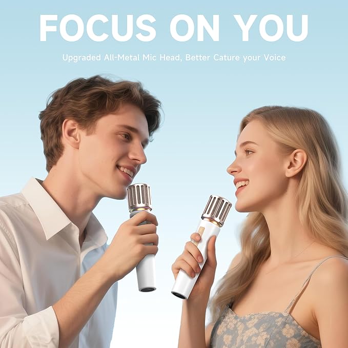 Wireless Microphones, Microphone with One-to-One Chip Connection, Controllable LED Lights, 40H Duration, 200FT Range Free Sing, Volume Control Microphone for Singing, Speech, Home Party, Youtube