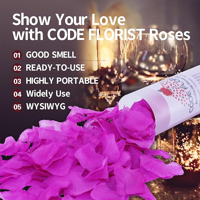 CODE FLORIST 1100 PCS Silk Rose Petals,Fake Rose Petals for Romantic Night,Wedding,Proposal Anniversary Flower Decorations(Separated,Scented,Purple)