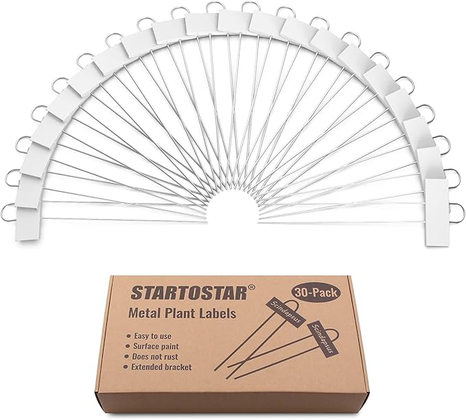 STARTOSTAR 30-Pack Metal Plant Labels, 10.6" Garden Markers Reusable Nursery Tags for Vegetables Herb Flower Seed Greenhouse