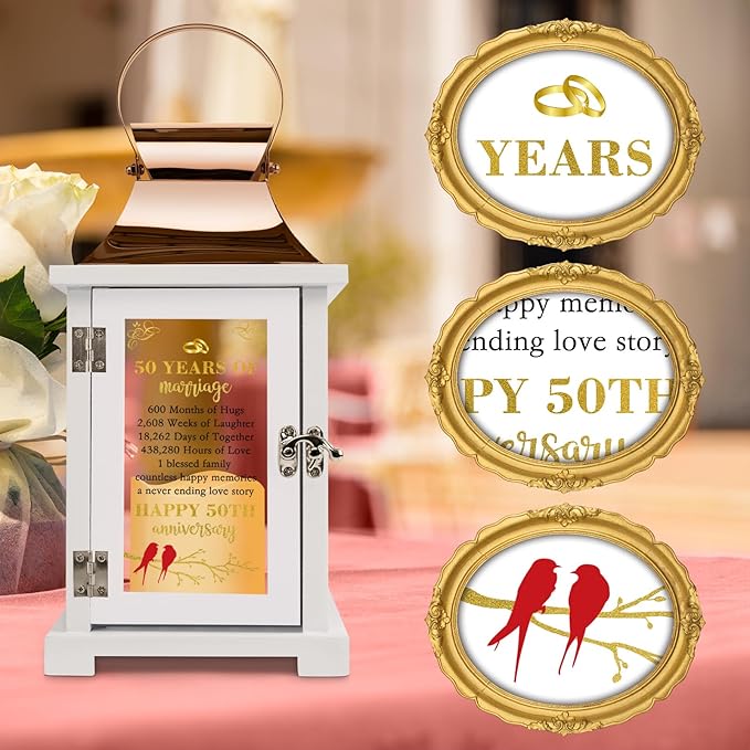 50th Wedding Anniversary Lantern - Happy 50th Anniversary Decoration for Couple, Parents, Grandparents
