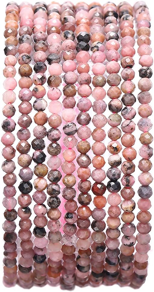 Faceted Natural Rhodochrosite Stone Round Loose Semi Gemstone Beads for Jewelry Making 2-2.5mm 38cm