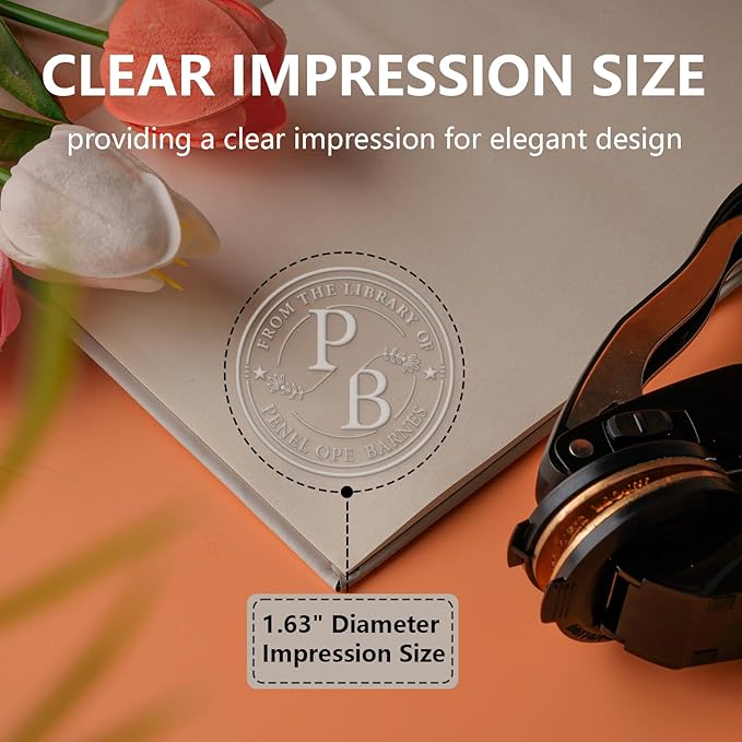 Custom Embosser Stamp - Personalized Book Embosser for Book Lovers, Readers, Home, Office & Library Collections (Letter-14)