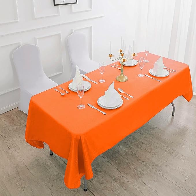 120 inch Round Tablecloth Washable Polyester Table Cloth Decorative Table Cover for Wedding Party Dining Banquet(120 inch,Orange)
