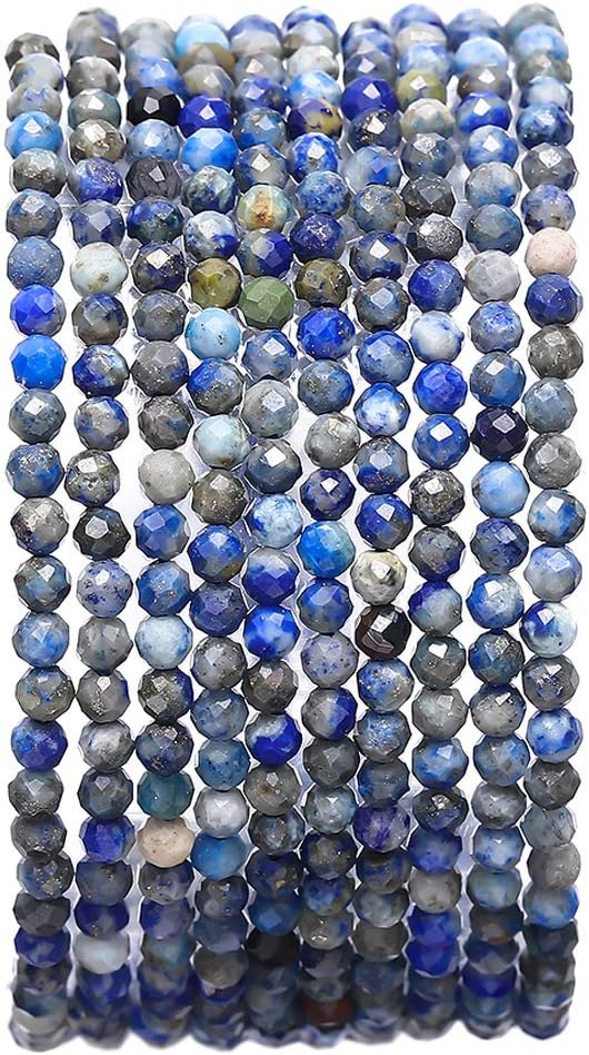 Faceted Natural Lapis Lazuli Stone Round Loose Semi Gemstone Beads for Jewelry Making 3-3.5mm 38cm