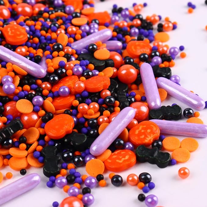 Edible Halloween Sprinkles for Cake Decorating 7ounce, Pumpkin Bats Sprinkles for Party, Sugar Pearl Sprinkles for Cupcake Toppers, Cookie, Ice Cream Decorations Celebrations