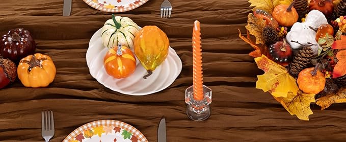 Brown Cheesecloth Table Runner Tan Fall Table Runner Boho Gauze 120 Inches Marron Cheese Cloth Fall Table Decorations for Thanksgiving Wedding Bridal Baby Shower Tea Party Decor
