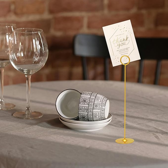Urban Deco 36PK Table Number Holders Place Card Holders 12 Inch Table Card Holders Steel Card Holders for Photos, Food Signs, Memo Notes, Weddings, Restaurants, Birthdays (Gold 36PK)