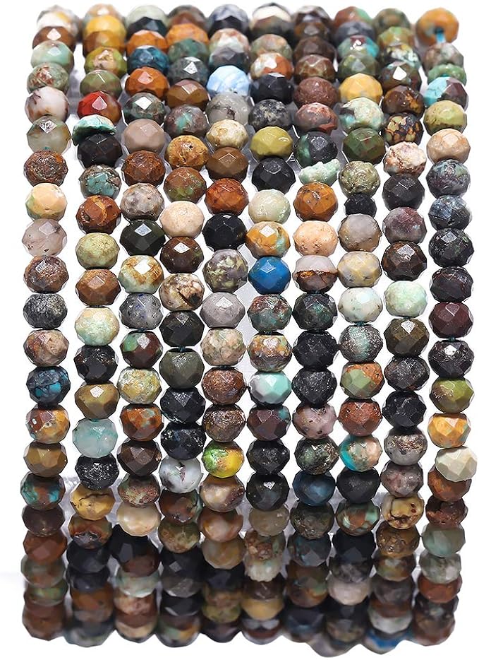 Faceted Natural African Turquoise Stone Rondelle 3x4mm Loose Semi Gemstone Beads for Jewelry Making 38cm