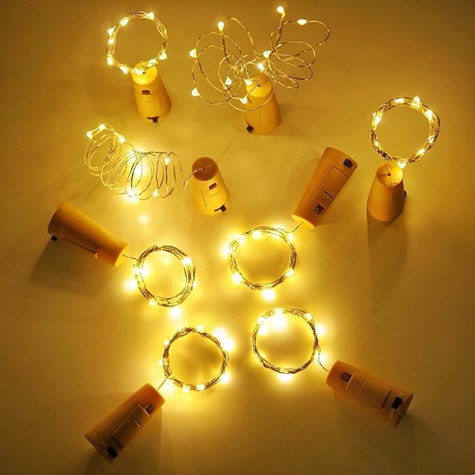 Wine Bottle Lights with Cork, LoveNite 10 Pack Battery Operated Bright LED Fairy Mini String Lights for Liquor Bottles DIY, Birthday Party, Christmas, Wedding - Indoor Decorative Lighting (Warm White)
