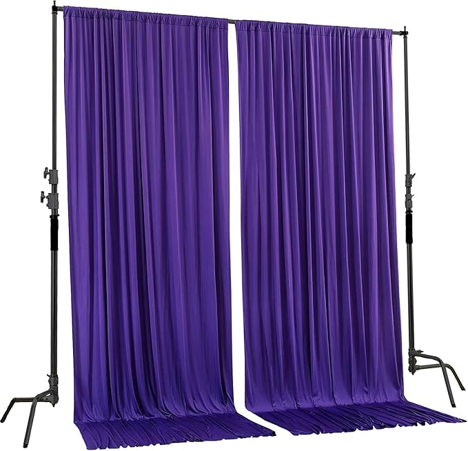 AK TRADING CO. 10 feet Wide x 12 feet Long Polyester Backdrop Drapes Curtains Panels with Rod Pockets - Wedding Ceremony Party Home Window Decorations - (Purple)