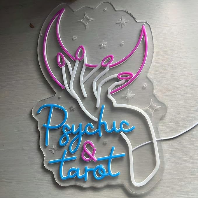 Psychic and Tarot Neon Sign, Psychic Tarot Room Wall Decor Gifts, Tarot Shop Decor, Gothic Lover Gift, Dark Gothic Wall Art, Fortune Teller SignGirls Room Gaming Room Party, arot Reader Gifts