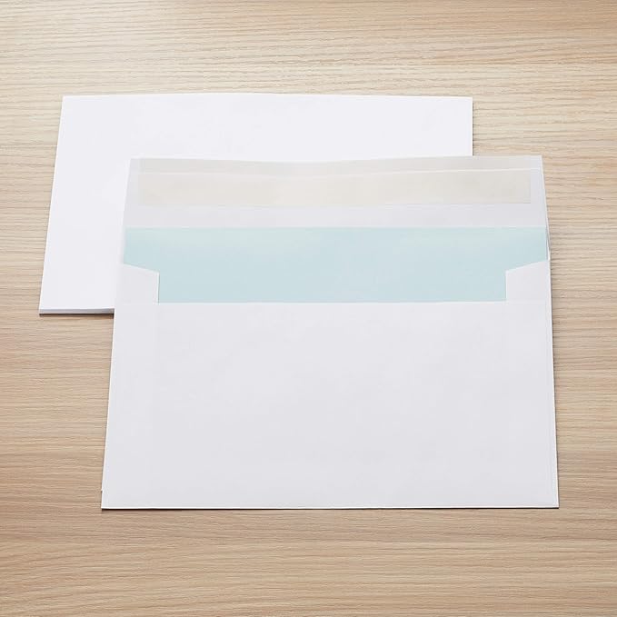 Amazon Basics A9 Blank Invitation Envelopes with Peel and Seal Closure, 5-3/4 x 8-3/4 Inches, White - Pack of 100