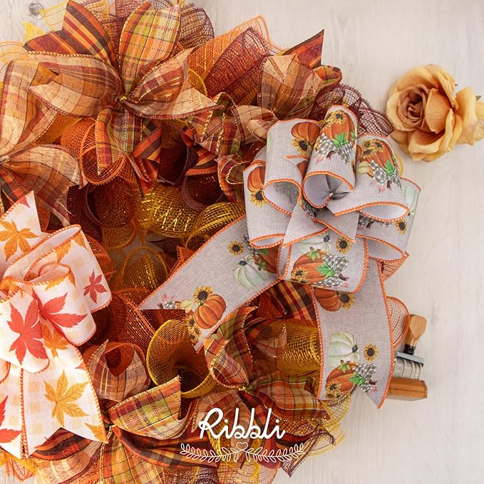 Ribbli 2 Rolls Chocolate Brown Mesh Ribbon,10 inch x 30 feet(10Yard) Each Roll,Metallic Chocolate Brown with Copper Foil,Use for Wreath Swags and Christmas Decoration