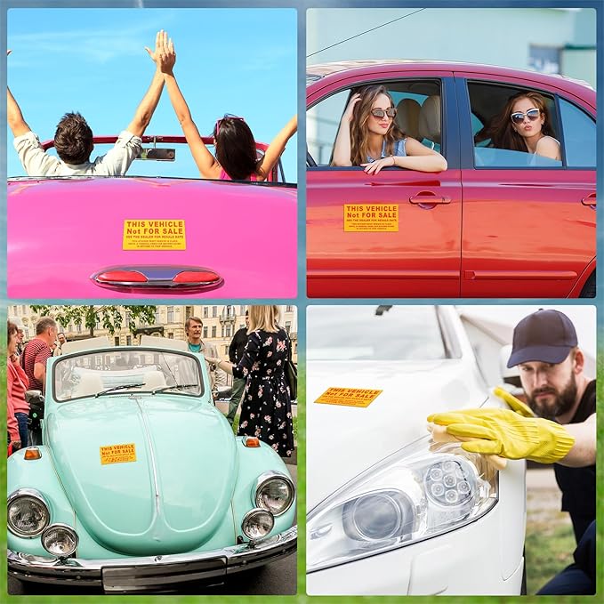 200 Pcs Car Dealership Supplies This Vehicle Not for Sale Stickers Car Dealer Yellow and Red Lettering Decal Adhesive Compliance Sticker for Vehicle Window, 6 x 3 Inches