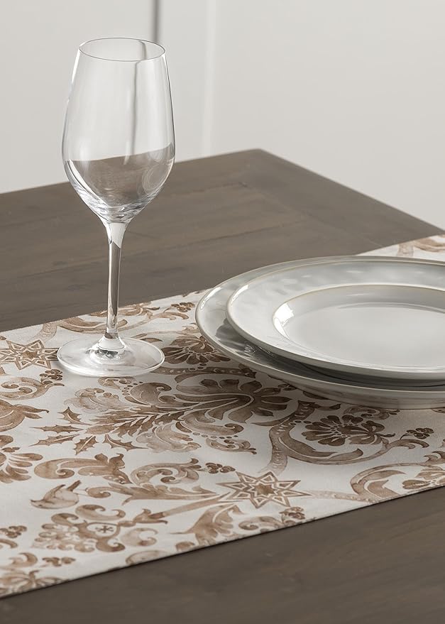 Maison d' Hermine Table Runner 100% Cotton Single Layer Table Runners 90 inches Long for Thanksgiving Christmas Decorations Home Kitchen Dining Party Wedding (Allure, 14.5" x 90")