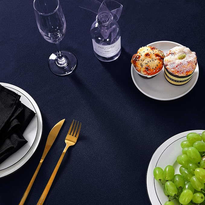 Rectangle Tablecloth 90x132 inch Washable Polyester Fabric Table Cloth for Wedding Party Dining Banquet Decoration(90x132, Navy)