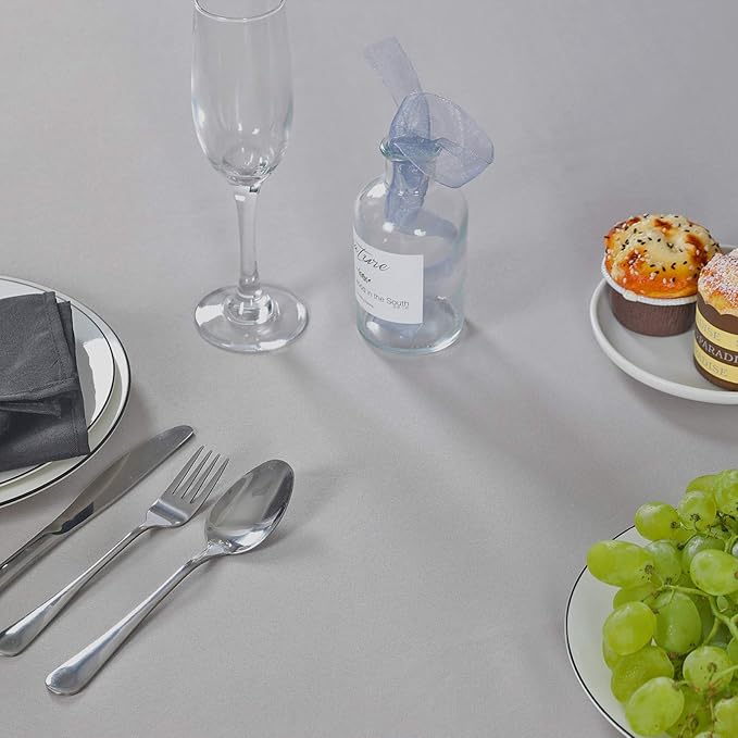 108 inch Round Tablecloth Washable Polyester Table Cloth Decorative Table Cover for Wedding Party Dining Banquet(108 inch,Silver)