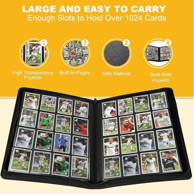 Premium Ringless Trading Card Binder - 1024 Capacity, 16 Side-Loading Pockets per Page, Archival Quality Protection & Anti-Slip Spine for TCG, MTG, Sports Cards (Viridian)