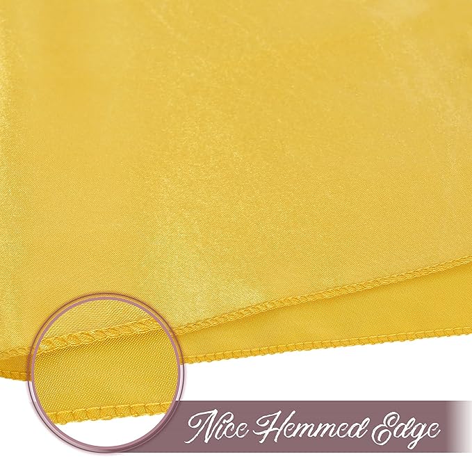 12 Pieces Gold Satin Napkins, 17" x 17" Square Table Napkins, Silky Soft Smooth Washable Napkins for Restaurant, Weddings, Dinner, Party Decoration