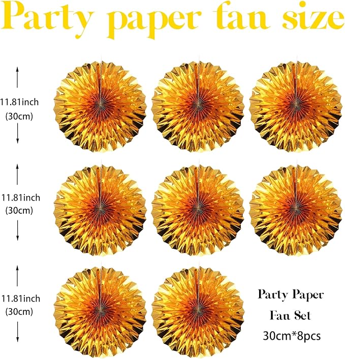 Golden Party Decorations,Engagement Party Decorations 12in,Gold Party Decor, Party Supply Decorations,Gold Wedding Decor,Anniversary Decorations 30 Color DIY Set (Golden)