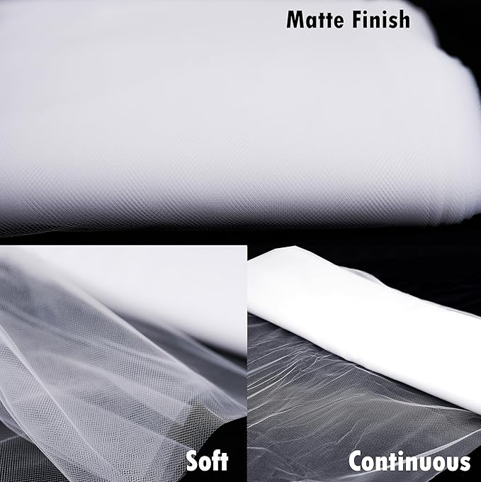 Craft And Party, White Fabric Tulle Roll 54 Inch by 40 Yards (120 ft) Fabric Tulle Bolt for Garden Netting, DIY Tutu Skirt, Wedding and Decoration (White)
