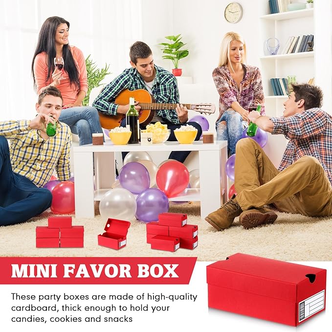 12 Sets Mini Shoe Gifts Boxes for Party Favors 6.1 x 3.9 x 2.5 Inches Sports Mini Sneaker Box with Editable Label for Candies Cookies Snacks(Red,6.1 x 3.9 x 2.5 Inches)