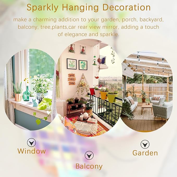 HDCRYSTALGIFTS Set 2 Crystal Sun Catcher Prisms Pendant for Window Hanging Decor,3inch AB Colored Crystal Suncatchers Rainbow Maker Light Catcher for Home Indoor Garden Ornament