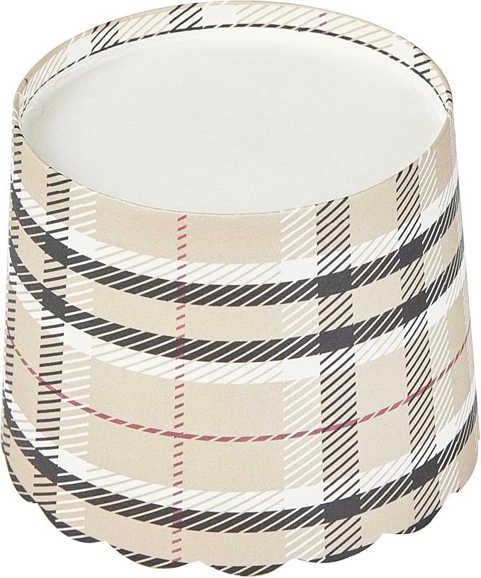 Panificio 6 Ounce Cupcake Wrappers, 200 Scalloped Baking Cups - Oven-Ready, Greaseproof, Plaid Paper Cupcake Liners, Disposable, For Birthdays, Baby Showers, Or Weddings - Restaurantware