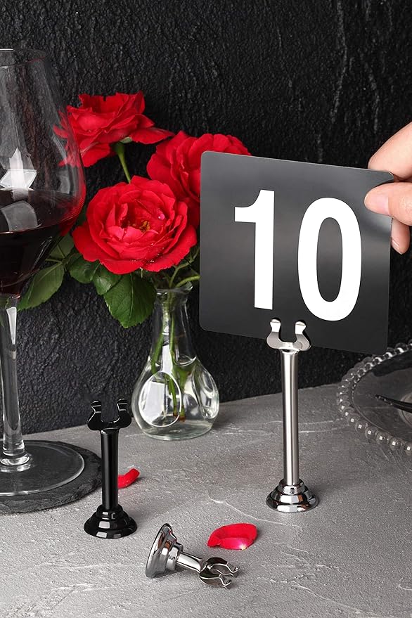 New Star Foodservice 27747 Triton/Ring-Clip Number Holder/Number Stand/Place Card Holder, Set of 12, 1.5-Inch, Black
