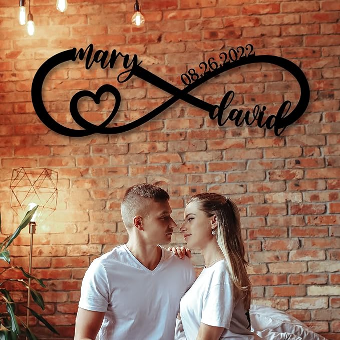 Wedding Gifts for Couples 2025 | Personalized Wedding Gifts | Couples Gift for Her | Anniversary Wedding Date Sign | Engagement Gift | Wall Decor | Bridal Shower Gift | Infinity Metal Sign